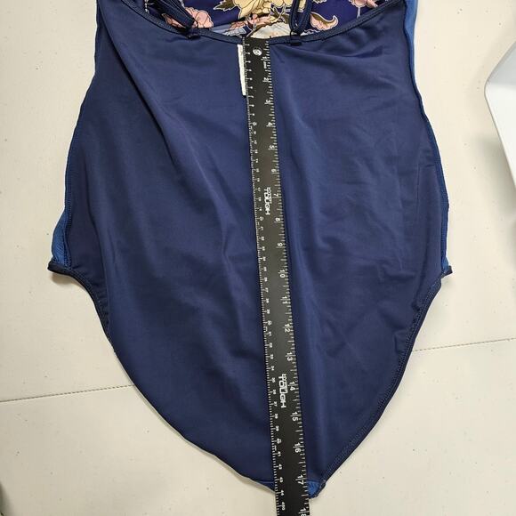Romenza Targo One Piece Navy + Floral Bandeau Swimsuit Size 6-8* *READ - Picture 9 of 13